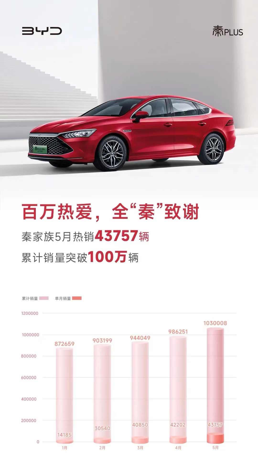 秦家族 破100万了！比亚迪最新通报