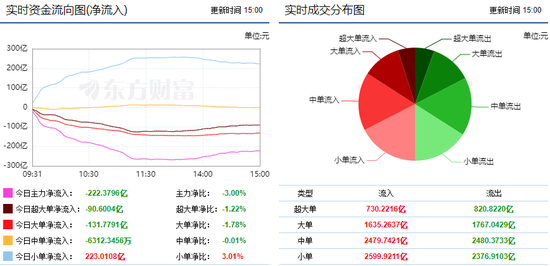 两市宽幅震荡 222亿主力资金外流